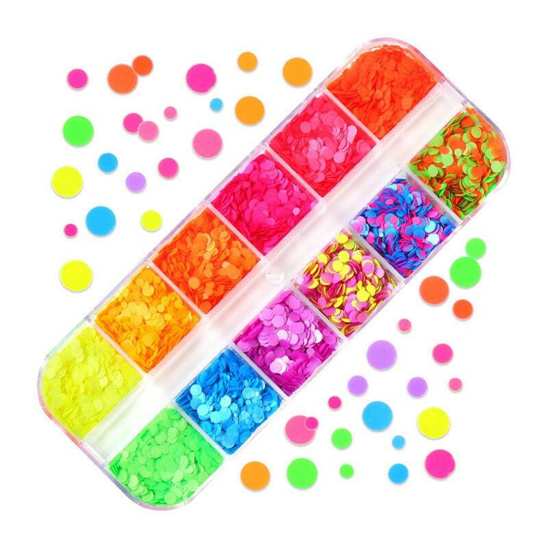 3333b 12 Grids Starry Manicure Design Decoration Holographic Star Nail Art Glitter Sequins for UV Gel Polish Nail Supplies Accessories.