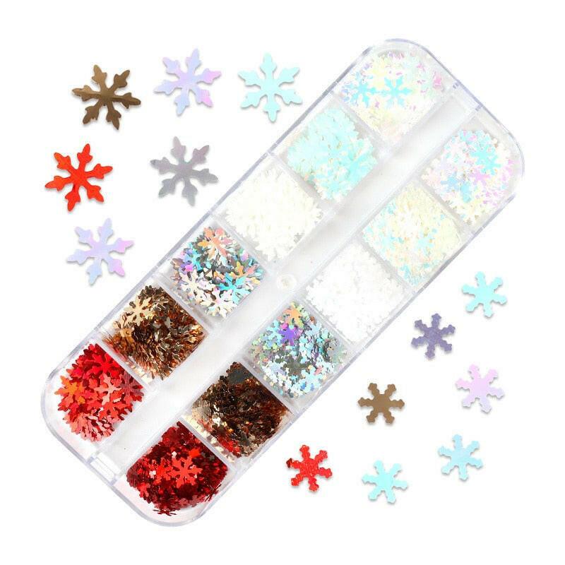 wtf 12 Grids Starry Manicure Design Decoration Holographic Star Nail Art Glitter Sequins for UV Gel Polish Nail Supplies Accessories.