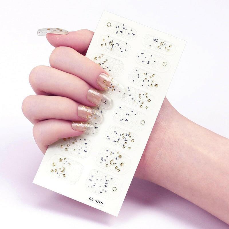 wtf 16 Tips/Sheet Glitter Series Shiny Colorful Nail Polish Nail Wraps DIY Nail Accesoires Nails Sticker Designer Nail Strips.