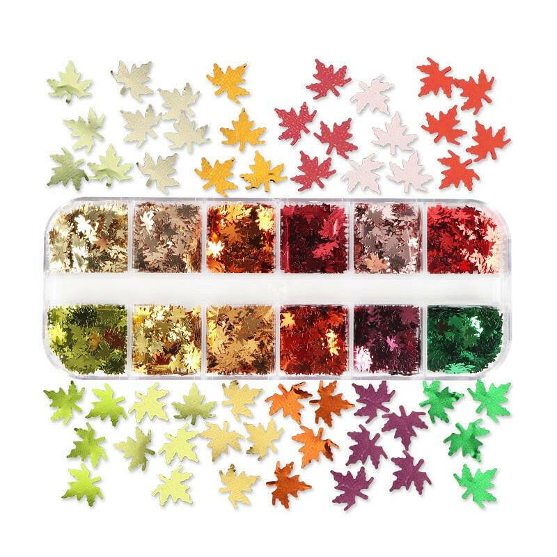 3333b 12 Grids Starry Manicure Design Decoration Holographic Star Nail Art Glitter Sequins for UV Gel Polish Nail Supplies Accessories.