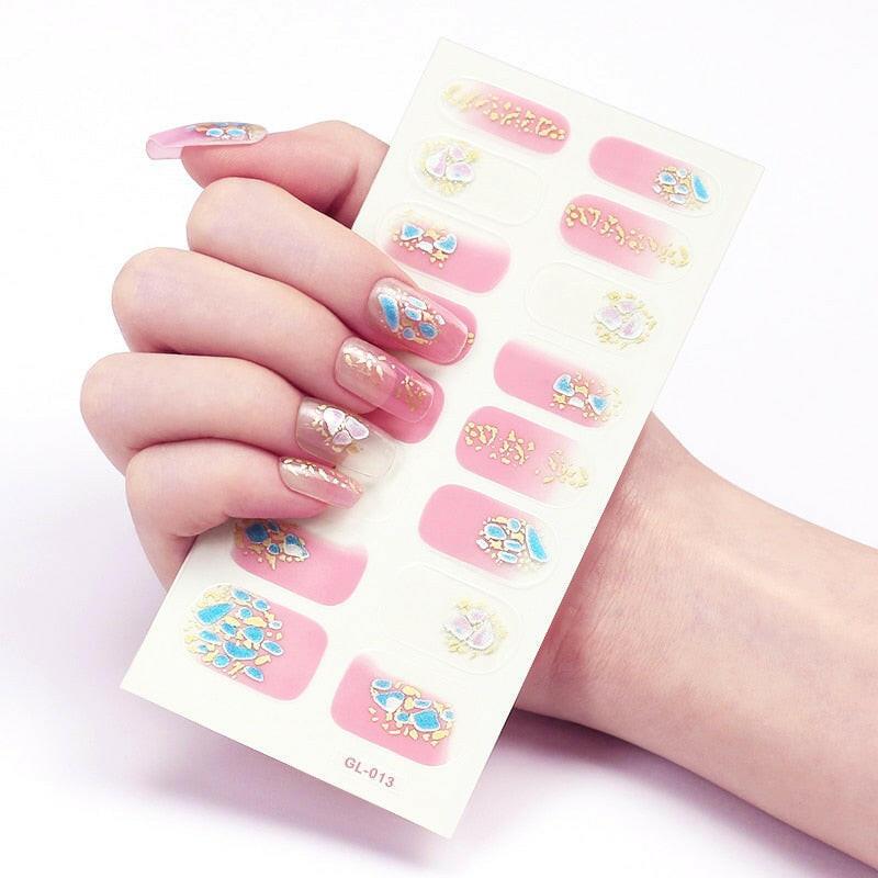 wtf 16 Tips/Sheet Glitter Series Shiny Colorful Nail Polish Nail Wraps DIY Nail Accesoires Nails Sticker Designer Nail Strips.