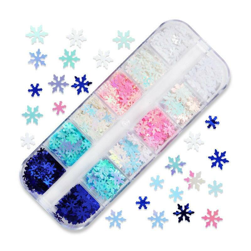 3333b 12 Grids Starry Manicure Design Decoration Holographic Star Nail Art Glitter Sequins for UV Gel Polish Nail Supplies Accessories.