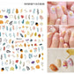 3D Nail Sticker Girl Manicure Decals Decoration Stickers for Nails Cute Cat Candy Fish Design Nail Art Sticker Accessories.