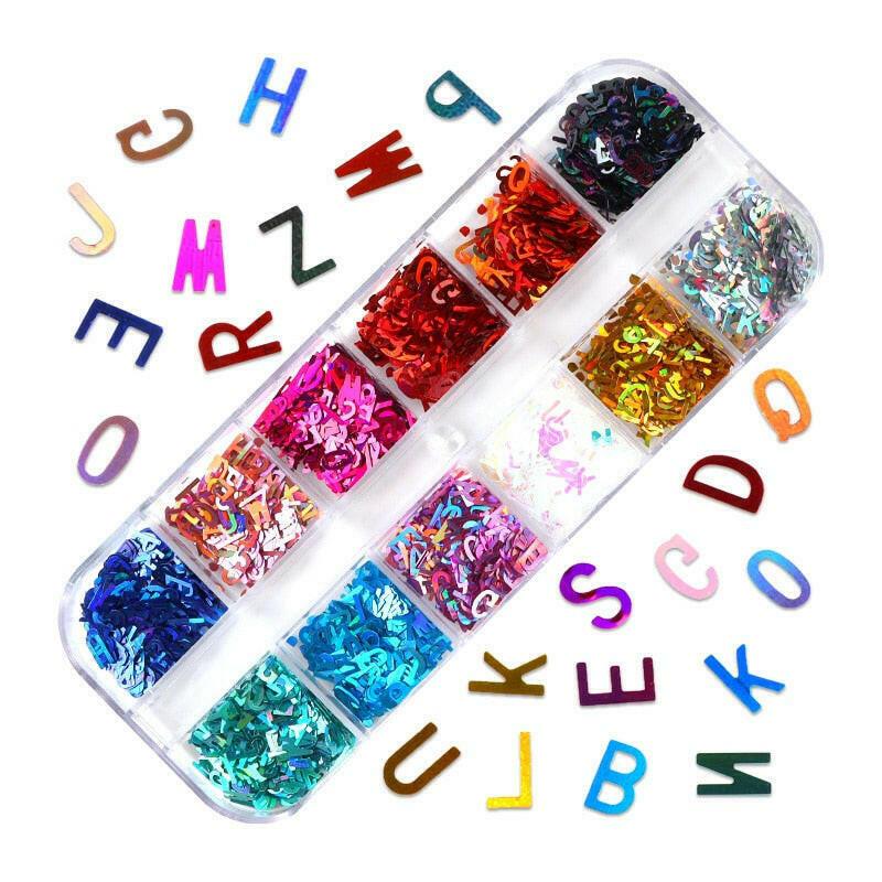 wtf 12 Grids Starry Manicure Design Decoration Holographic Star Nail Art Glitter Sequins for UV Gel Polish Nail Supplies Accessories.