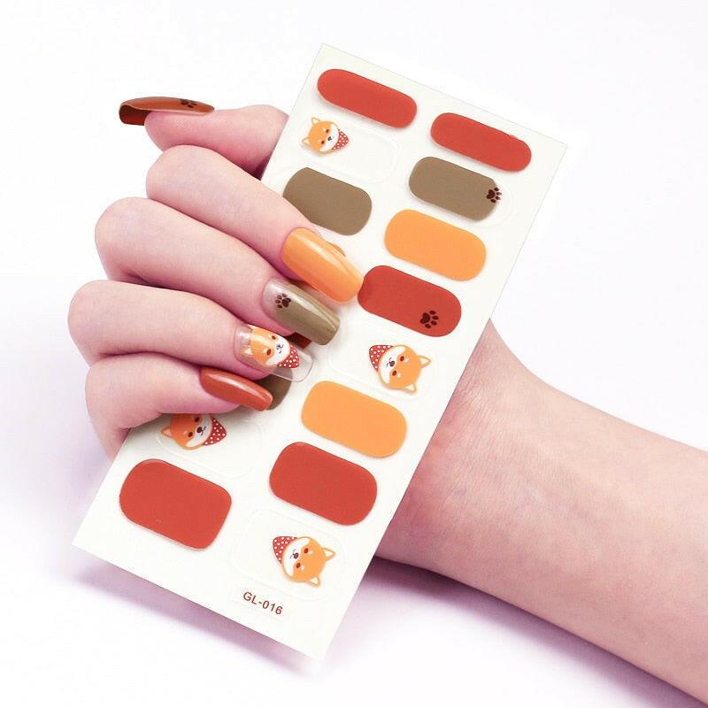 wtf 16 Tips/Sheet Glitter Series Shiny Colorful Nail Polish Nail Wraps DIY Nail Accesoires Nails Sticker Designer Nail Strips.