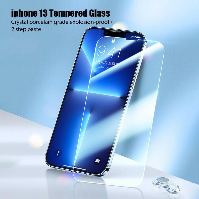 wtf 4PCS Tempered Glass for iPhone 11 12 13 Pro XR X XS Max Screen Protector on for iPhone 12 Pro Max Mini 7 8 6 6S Plus 5S SE Glass.