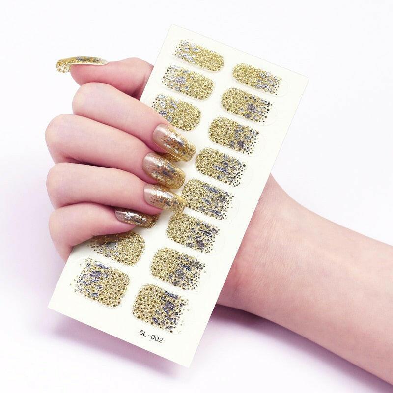 wtf 16 Tips/Sheet Glitter Series Shiny Colorful Nail Polish Nail Wraps DIY Nail Accesoires Nails Sticker Designer Nail Strips.