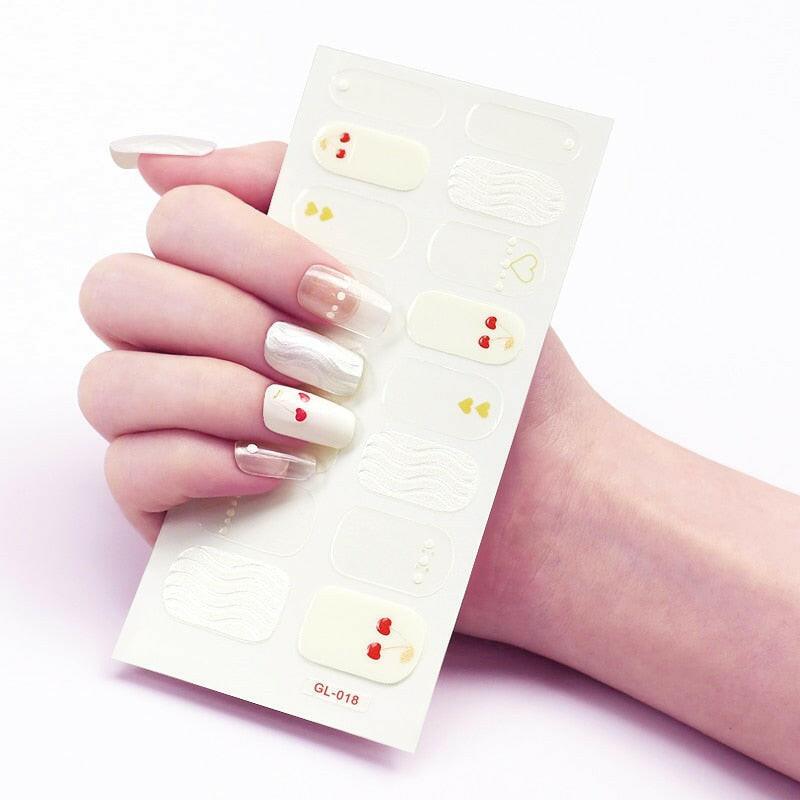 wtf 16 Tips/Sheet Glitter Series Shiny Colorful Nail Polish Nail Wraps DIY Nail Accesoires Nails Sticker Designer Nail Strips.