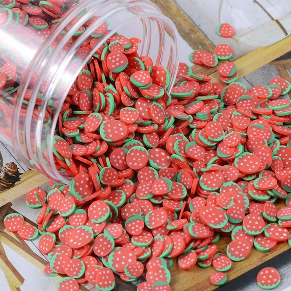 Set of 1000 polymer clay fruit slices for nail art, featuring 23 mixed designs, 5mm diameter, from dev2-aff.