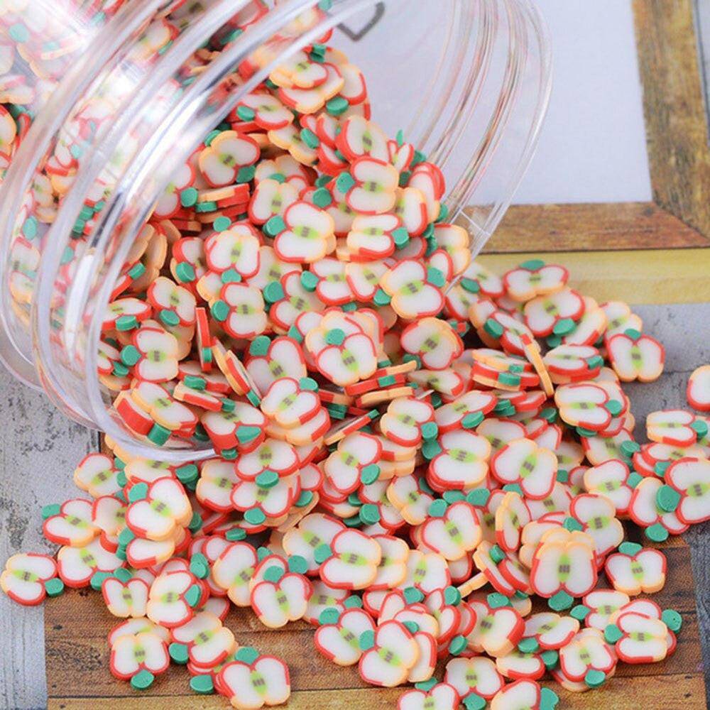 Set of 1000 polymer clay fruit slices for DIY nail art, 5mm diameter, featuring 23 mixed designs for creative nail decorations.