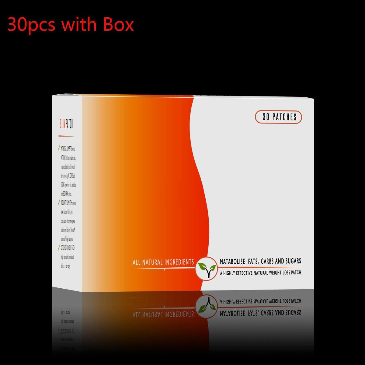 Box of 30 dev2-aff weight loss slim patches for belly and waist fat burning, cellulite reduction, and slimming.