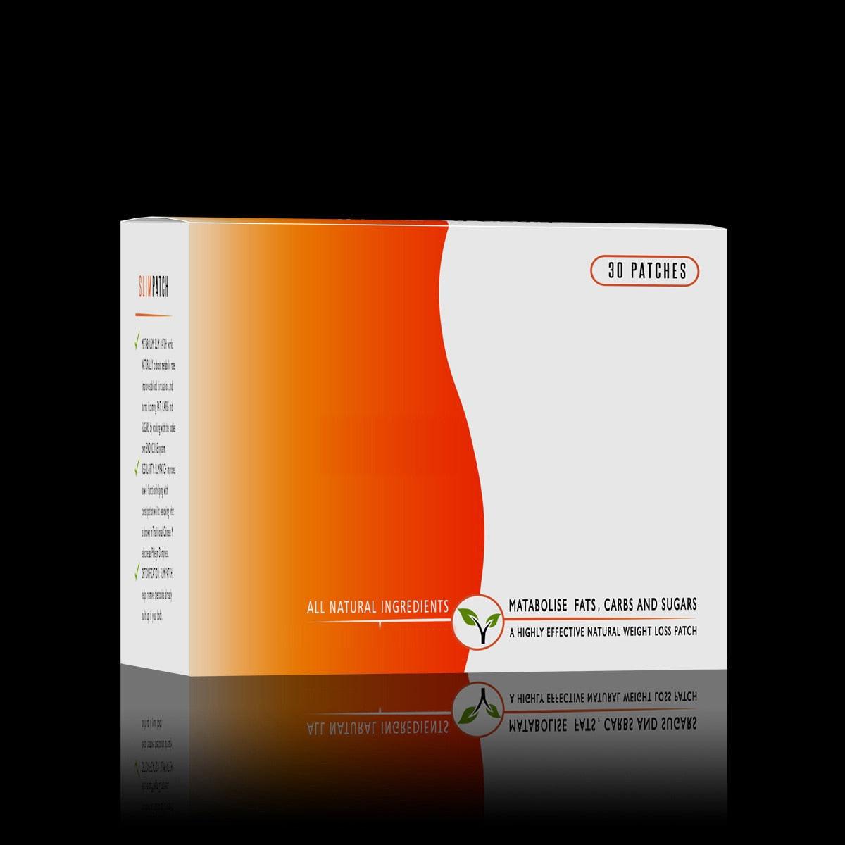 Box of 30 Dev2-Aff weight loss slim patches for belly and waist, designed to burn fat and reduce cellulite.