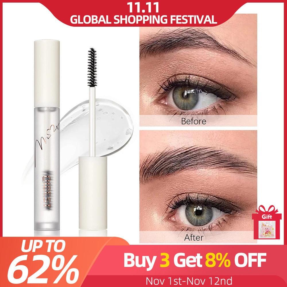 Dev2-aff QIBEST transparent eyebrow gel with 3D brush, waterproof and long-lasting brow styling wax for women.