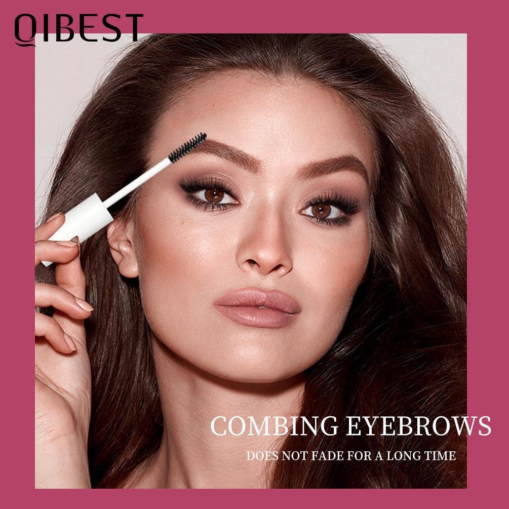 Dev2-aff QIBEST transparent eyebrow gel with 3D brush, waterproof brow wax for long-lasting, natural eyebrow styling for women.