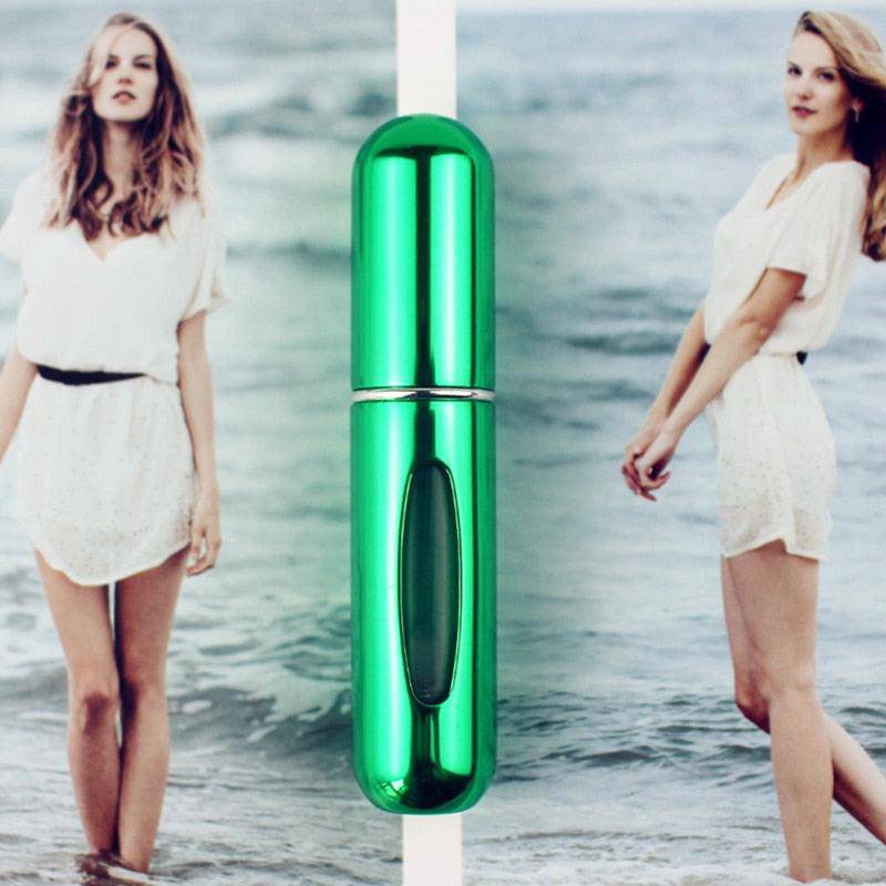 Black 5ml refillable aluminum perfume atomizer with metal spray sprayer, compact travel size perfume bottle by dev2-aff.
