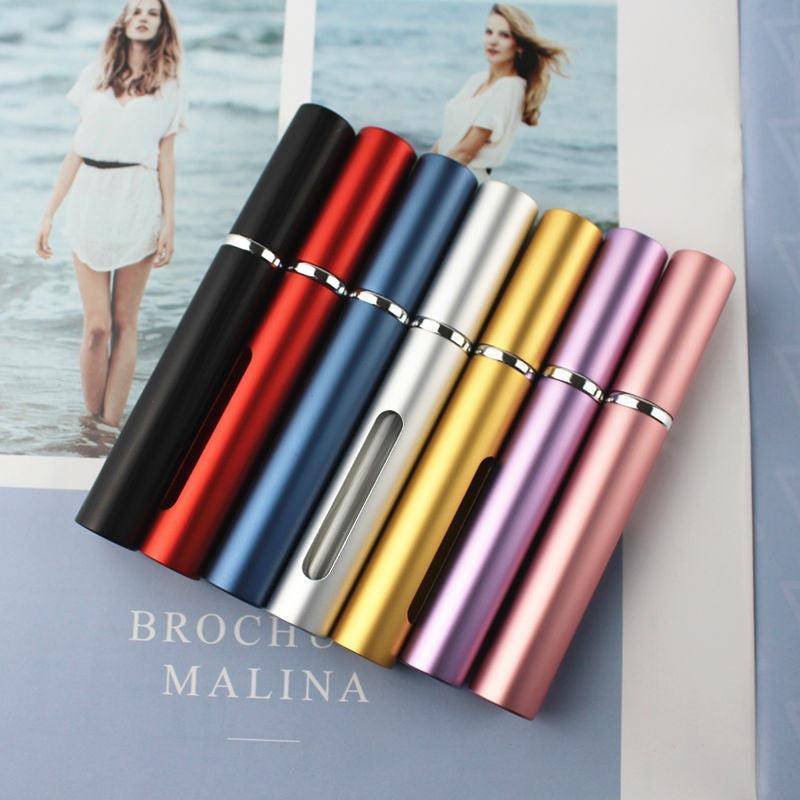 Black 5ml refillable perfume atomizer with metal spray spray bottle by dev2-aff, compact travel size aluminum perfume sprayer