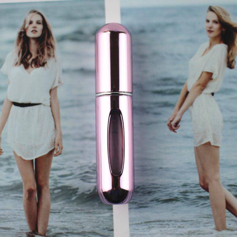 Black 5ml refillable perfume atomizer with metal spray sprayer, compact travel size aluminum perfume bottle by dev2-aff