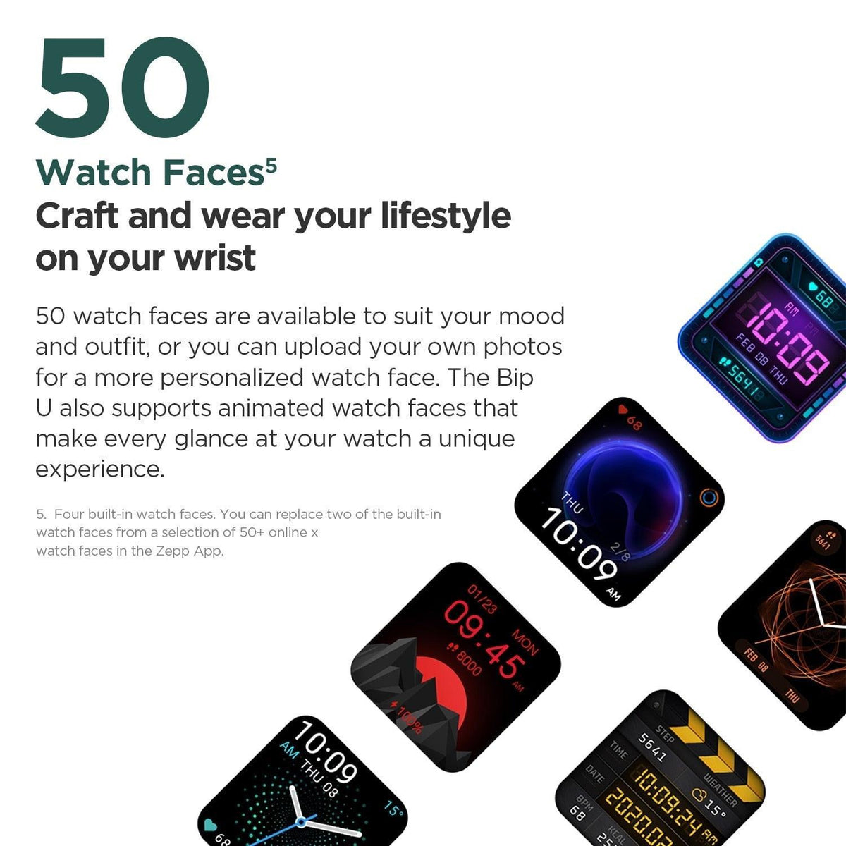 Amazfit Bip U Pro GPS smartwatch for men with color screen, 5 ATM waterproof, and 60+ sports modes.