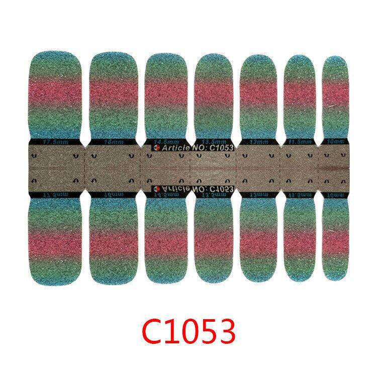 Colorful 14-tip self-adhesive nail art wraps by dev2-aff, designed for fashionable manicure full wraps and decorative nail polish.
