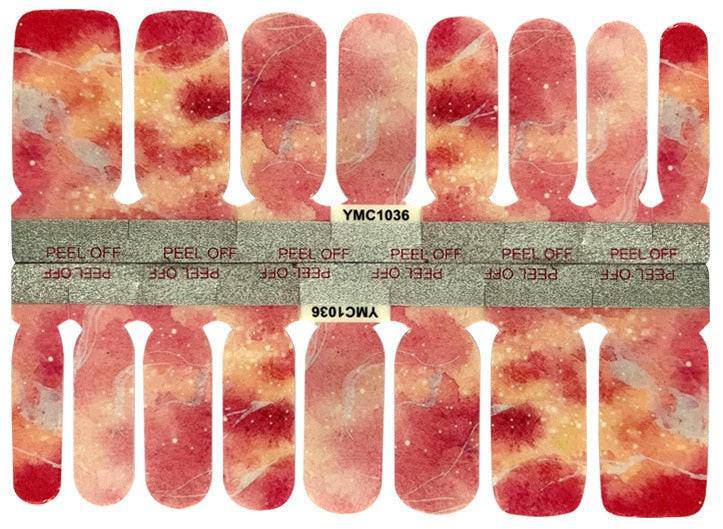 Colorful 14-tip self-adhesive nail art wraps by dev2-aff, featuring vibrant designs for easy manicure decoration.