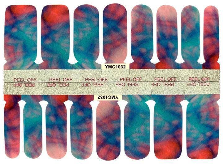 Colorful 14-tip self-adhesive nail art stickers by dev2-aff, featuring vibrant designs for easy manicure decoration.