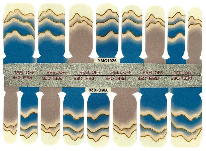 Colorful 14-tip self-adhesive nail art wraps by dev2-aff, featuring vibrant designs for fashionable manicure decoration.