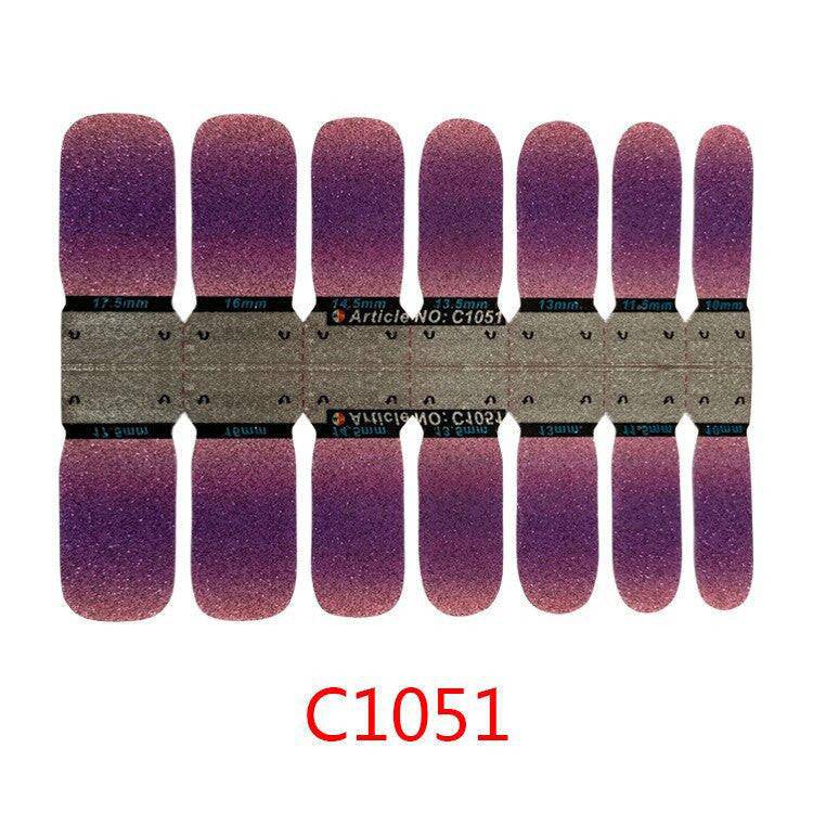 Colorful 14-tip self-adhesive nail art wraps by dev2-aff, perfect for creative manicure full wrap decorations.