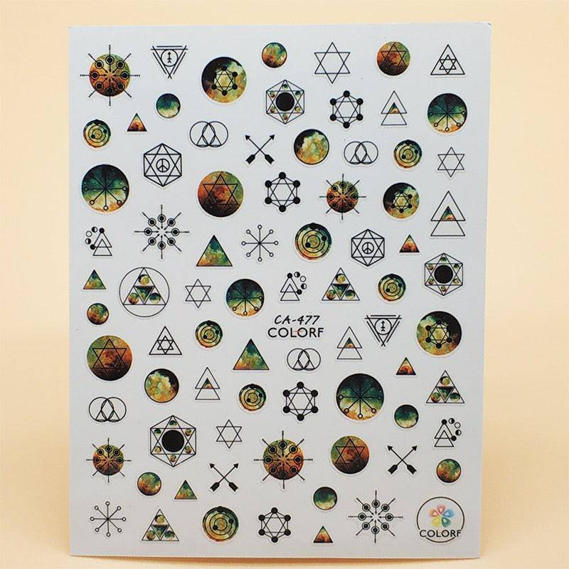 Cute 3D nail stickers featuring girl, cat, candy, and fish designs for manicure decoration and nail art accessories.
