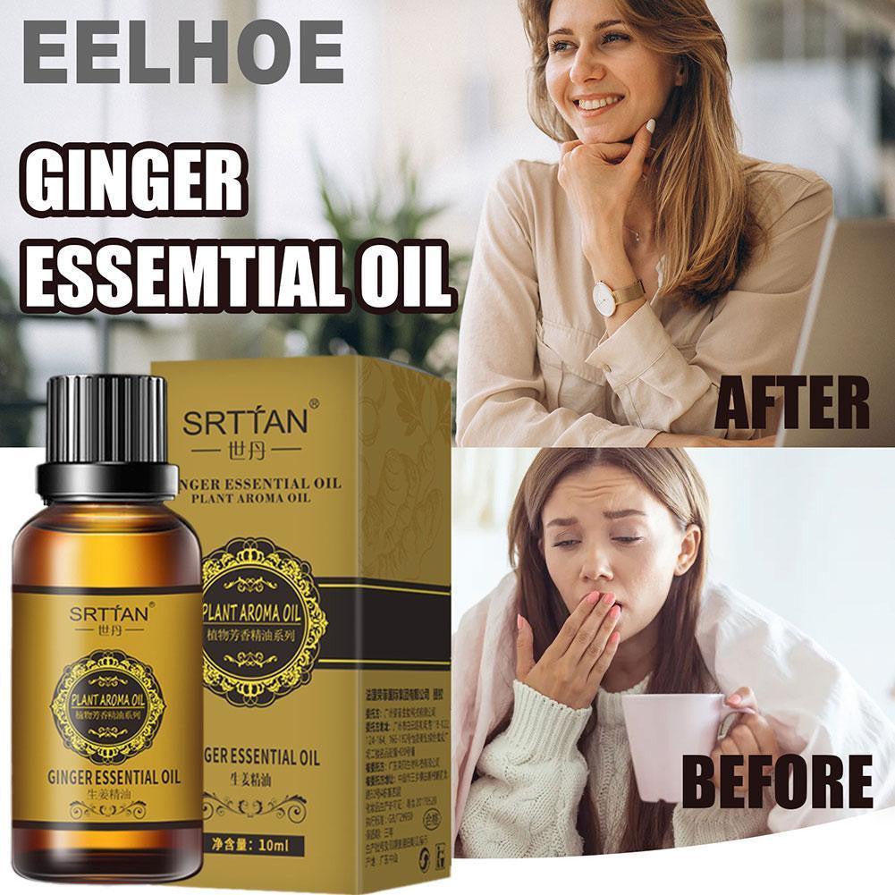 10ML Dev2-Aff natural ginger essential oil for lymphatic drainage, anti-aging, metabolism boost, and full-body massage therapy.