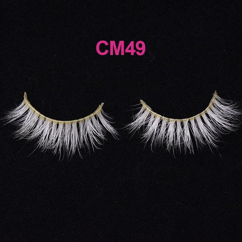 Colorful 3D 6D false mink eyelashes by OKAYLASH, fluffy and natural-looking eye lash extensions for makeup and cosplay looks.