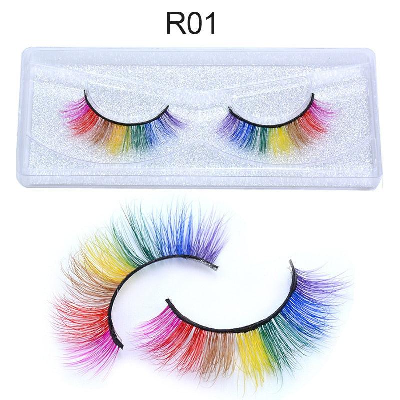 Colorful OKAYLASH 3D 6D false eyelashes by dev2-aff, featuring natural mink fluff for dramatic eye makeup and cosplay looks.