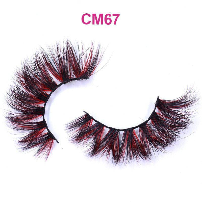 Colorful 3D 6D false mink eyelashes by OKAYLASH, featuring fluffy, natural style for eye makeup and cosplay looks.