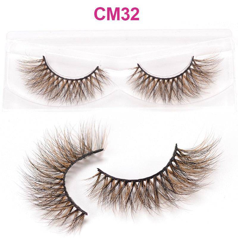 Colorful 3D 6D false eyelash extensions by OKAYLASH, featuring natural mink fluffy style for makeup and cosplay looks.