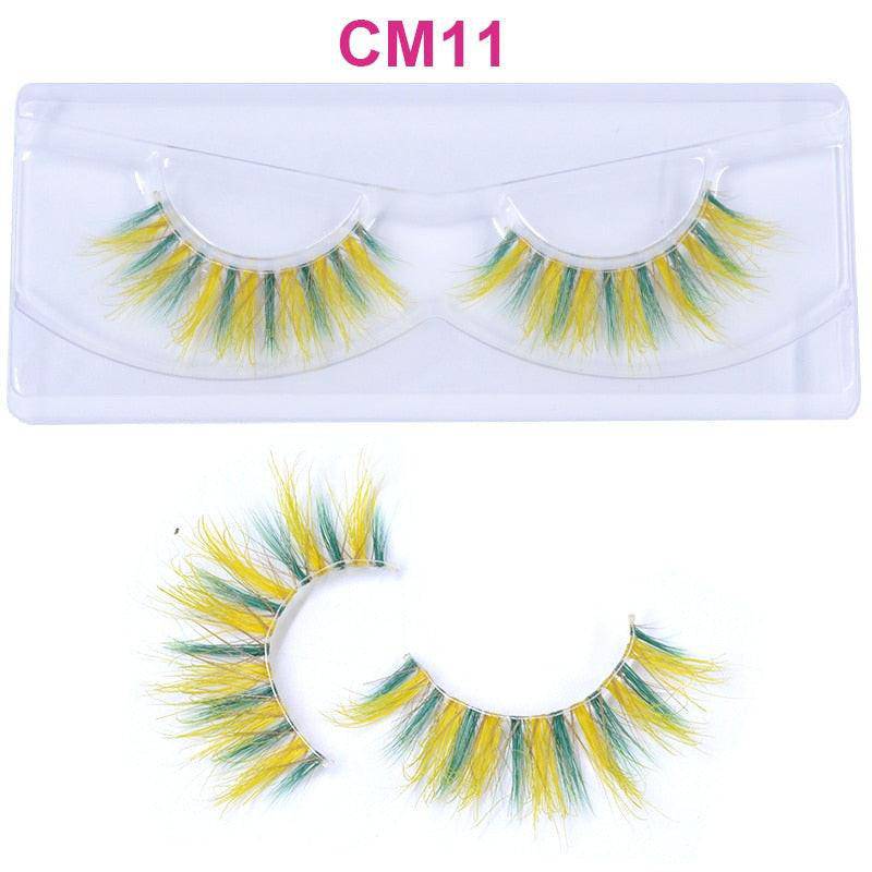 Colorful OKAYLASH 3D 6D false eyelash extensions with fluffy natural mink style, perfect for makeup and cosplay looks.