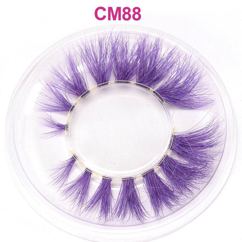 Colorful 3D 6D false mink eyelashes by OKAYLASH with fluffy, natural style for eye makeup and cosplay looks.