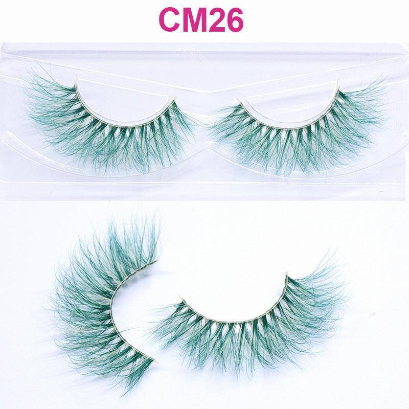 Colorful 3D 6D false eyelashes by dev2-aff featuring natural mink material, fluffy style, perfect for makeup or cosplay looks.
