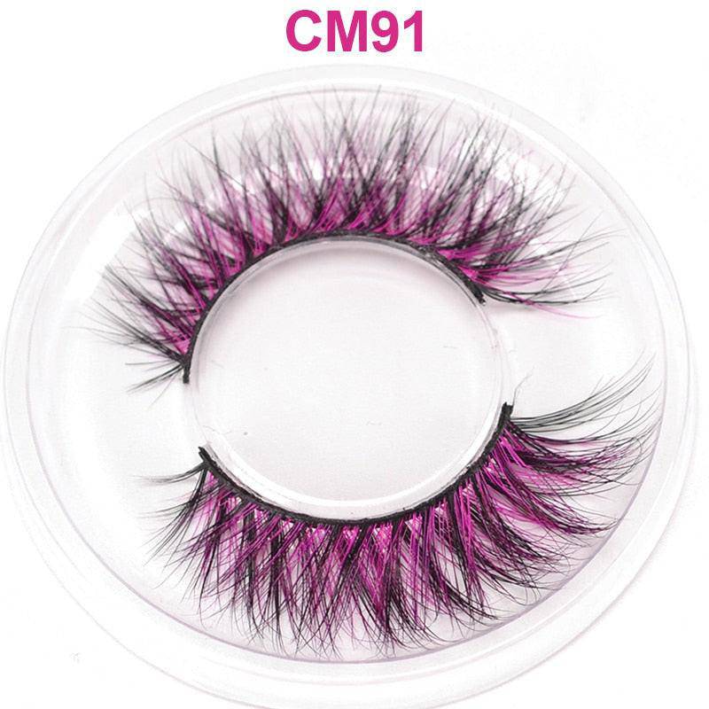 Colorful false eyelashes by OKAYLASH, 3D 6D style, natural real mink fluff, perfect for makeup, cosplay, and vibrant eye looks.