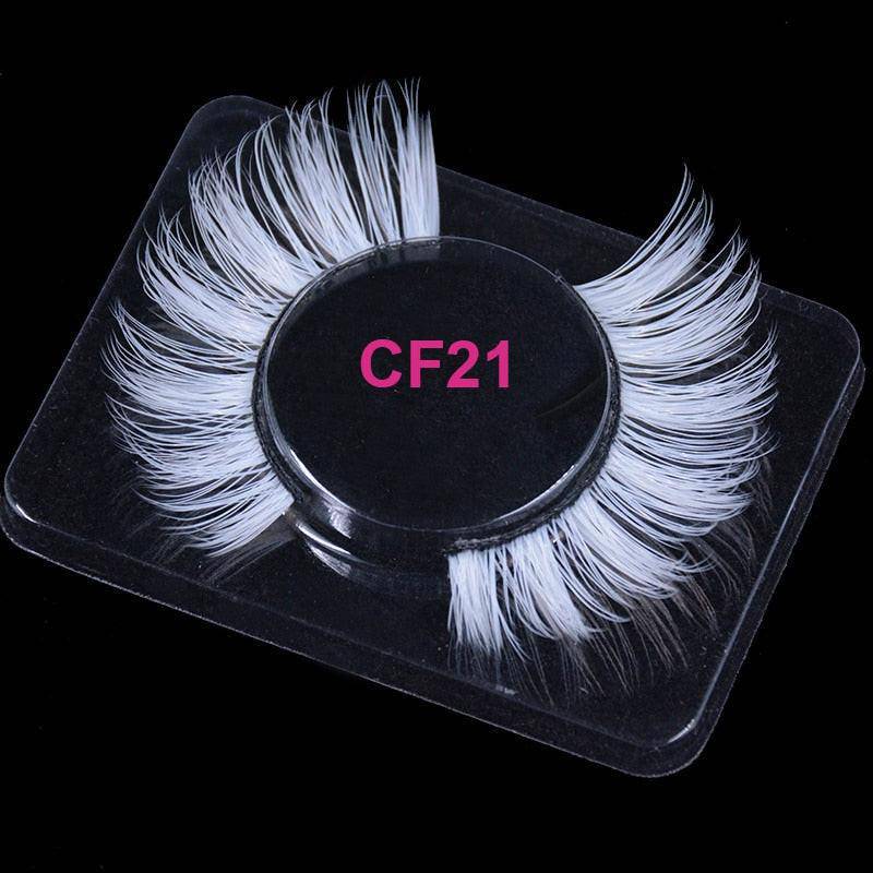 Colorful false mink eyelashes with a fluffy 3D 6D style, designed for makeup, cosplay, and natural lash extension looks.