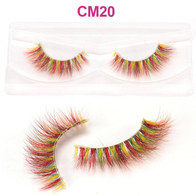 Colorful 3D 6D false eyelashes by OKAYLASH, natural-looking real mink lash extensions with fluffy, vibrant style for makeup and cosplay.