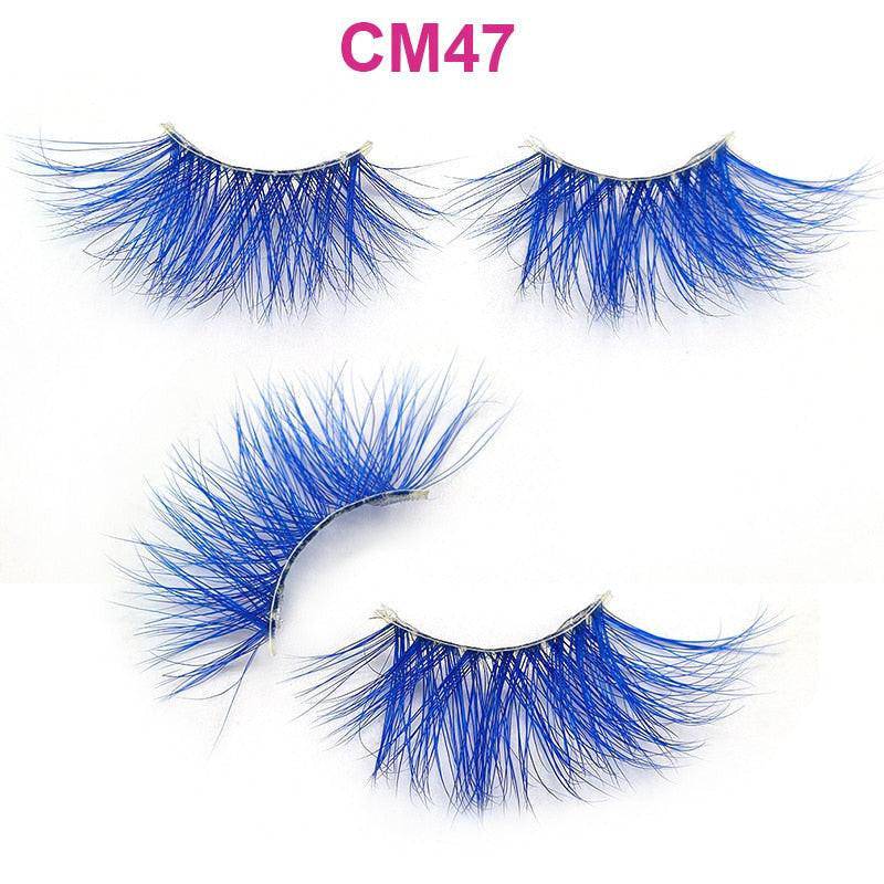 Colorful 3D 6D false eyelashes by OKAYLASH, natural real mink fluffy style for eye makeup, cosplay, and vibrant eyelash extension.