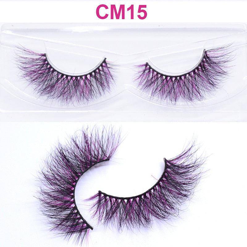 Colorful OKAYLASH 3D 6D false mink eyelashes with a fluffy style, perfect for natural eye makeup and cosplay looks.