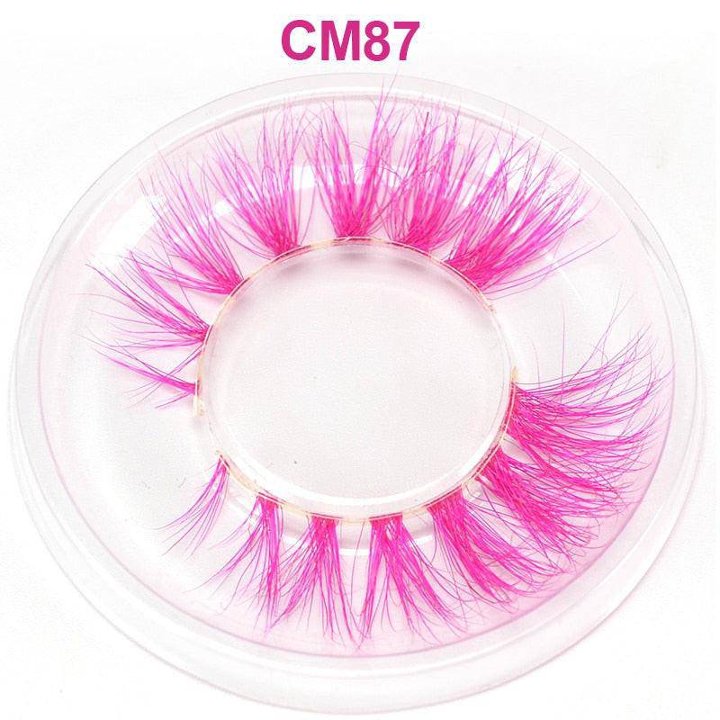 Colorful 3D 6D false eyelash extensions by OKAYLASH, featuring natural mink fluffy style for makeup and cosplay looks.