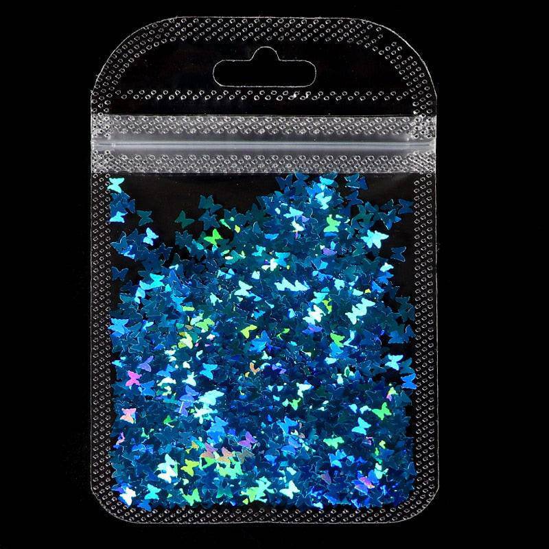 Holographic red butterfly nail art glitter sequins 3D laser sheet for manicure decoration by dev2-aff
