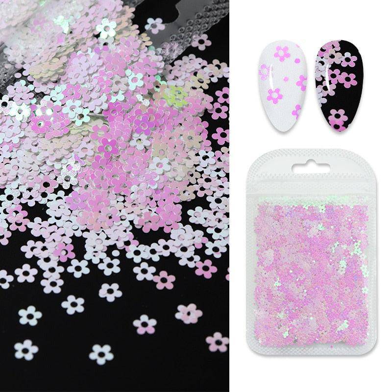 Holographic red butterfly nail art glitter sequins and 3D laser sheet for manicure decoration and nail design accessories.