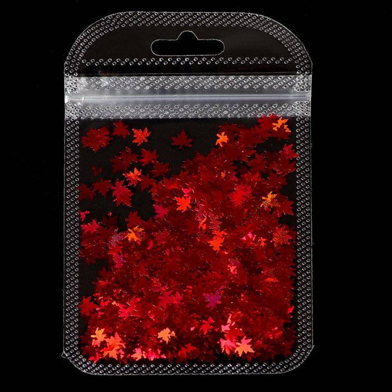 Holographic red butterfly nail art glitter sequins 3D laser sheet for manicure decoration and nail design accessories.