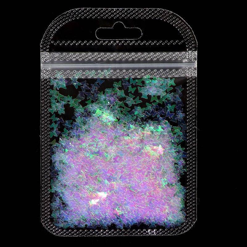 Holographic red butterfly nail art glitter sequins and 3D laser sheet for manicure decoration by dev2-aff