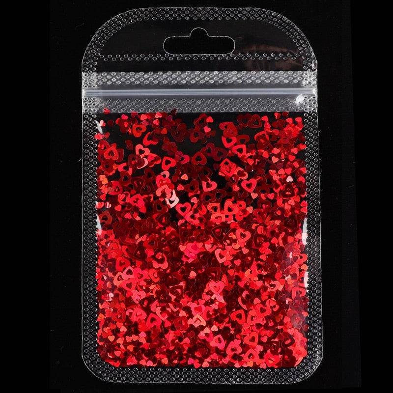 Holographic red butterfly nail art glitter sequins and 3D laser sheet for nail design decoration by dev2-aff