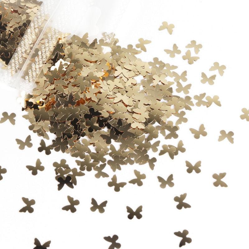 Holographic red butterfly nail art glitter sequins 3D laser sheet for manicure decoration and nail design accessories.