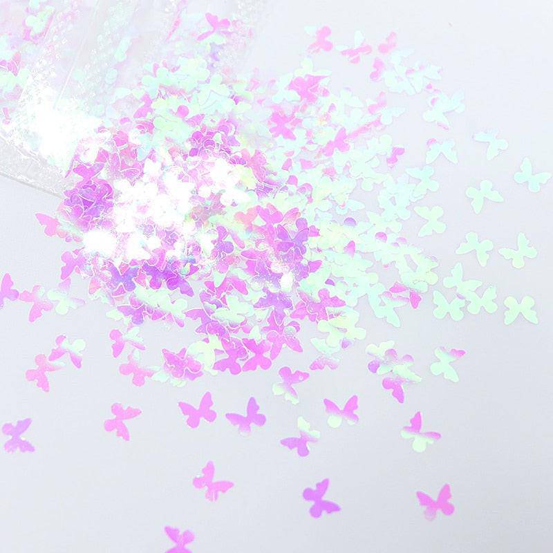 Holographic red butterfly nail art glitter sequins and 3D laser sheet for nail design decoration by dev2-aff.