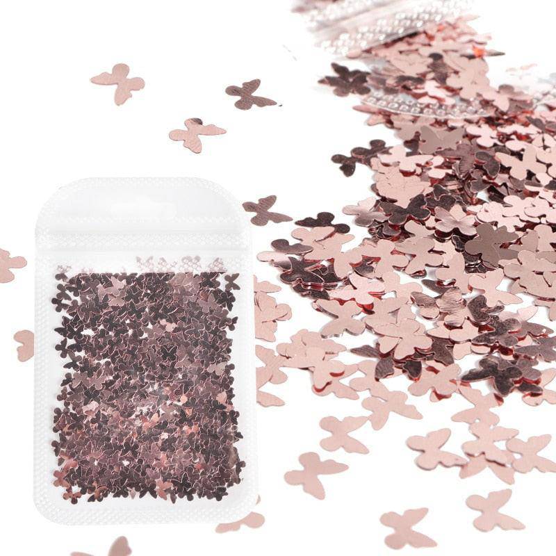 Holographic red butterfly nail art glitter sequins 3D laser sheet for manicure decoration by dev2-aff.